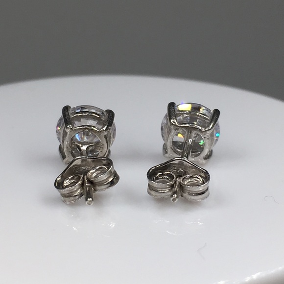 14k white gold diamond 2 CT stud earrings gift box - Picture 10 of 12